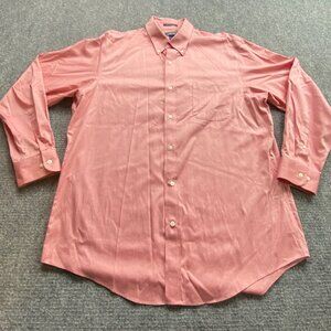 Lands End Shirt Mens 17 35 Pink Supima Cotton No Iron Pinpoint‎ Traditional Fit